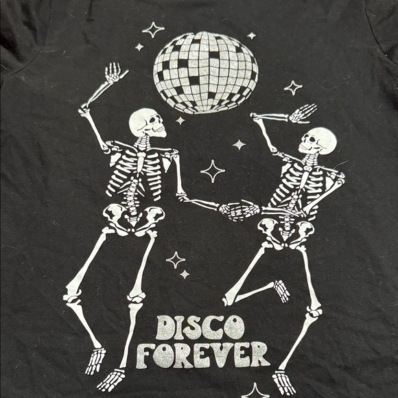 Black Disco Forever Skeleton T-Shirt Size M - Picture 4 of 4